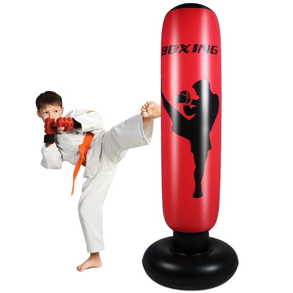 Inflatable Punching Bag 67 inch for Kids, Red