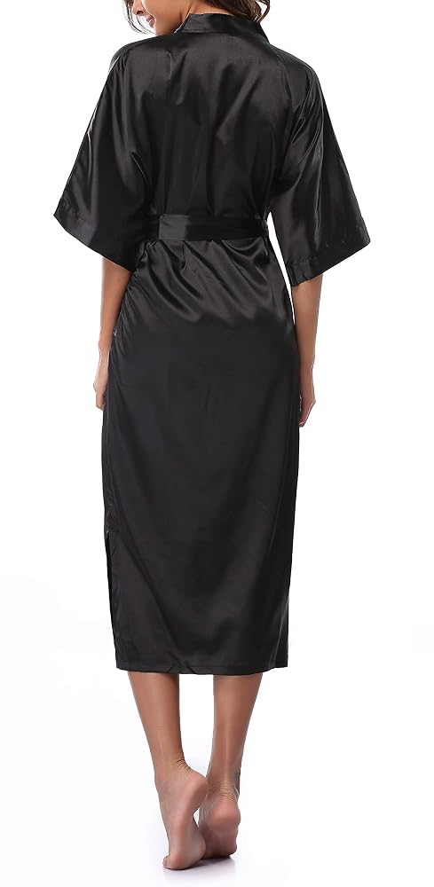 Long Satin Bathrobe for Bridal Showers, view 4