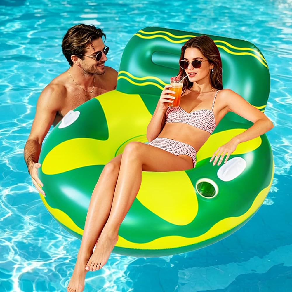Pool Float Hammock with Cup Holder, Green, view 4